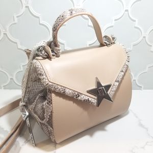 Giorgia Milani Leather Shoulder Bag in Blush with reptile